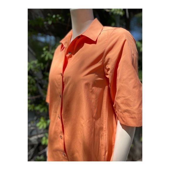 SOLD Lafayette 148 Sedwick Dress Shirt Tent Tanned Coral Cotton Tangerine - Picture 10 of 16